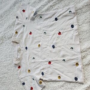 Madewell White Short-Sleeve Tee with Multicolor Embroidered Flowers